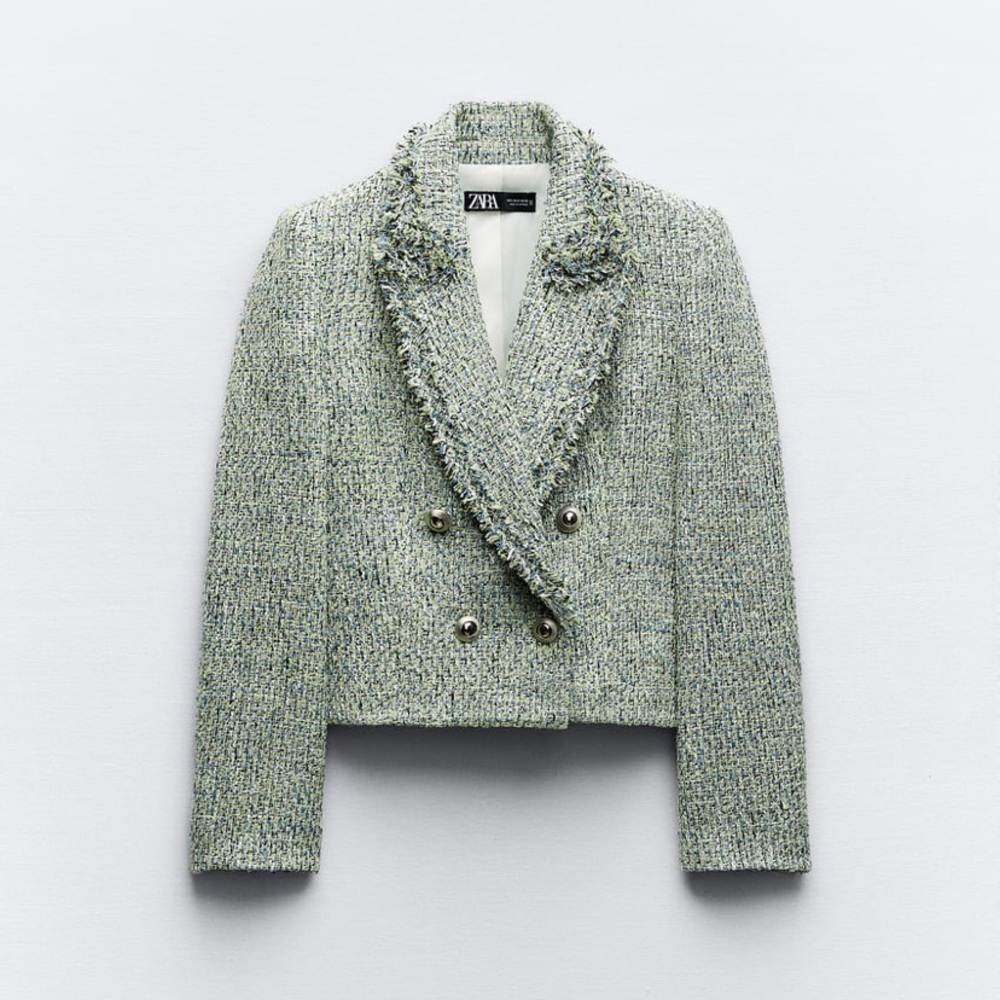 Zara green blue structured blazer, medium